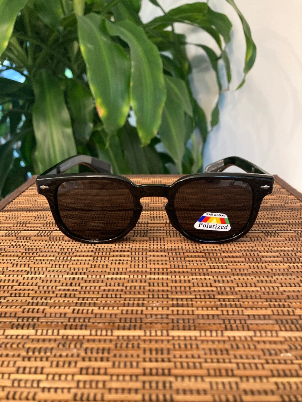 Acetate Frame Polarized Black Sunglasses (P27476POL/SD)Black
